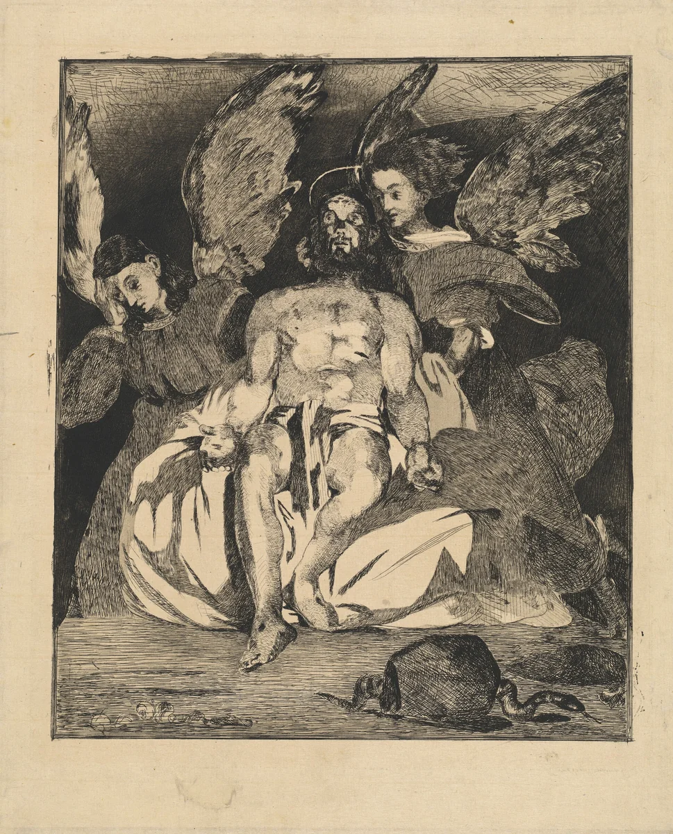 Dead Christ with Angels (Christ aux anges) by Edouard Manet, print, 1866-1867