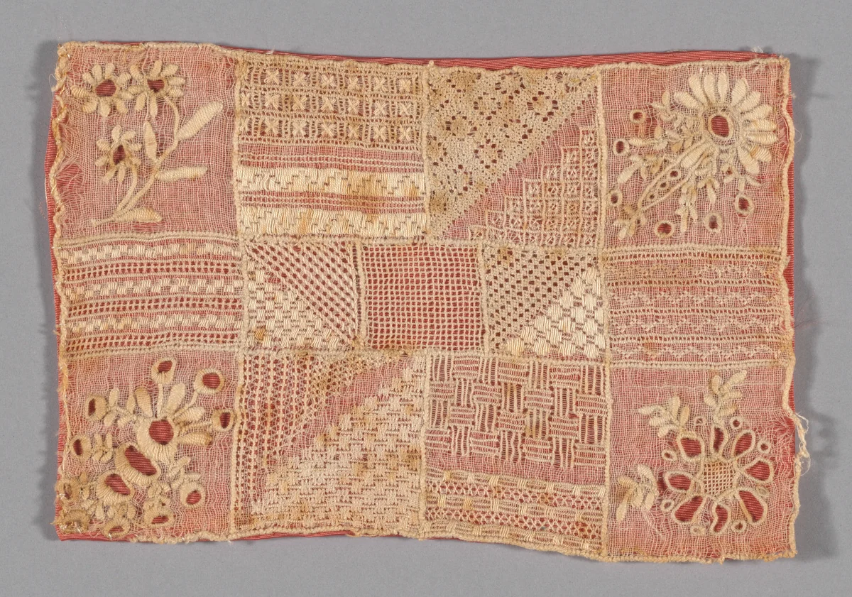 Fragment (From a Sampler) by Charlotte M. Berge, textile, 1821