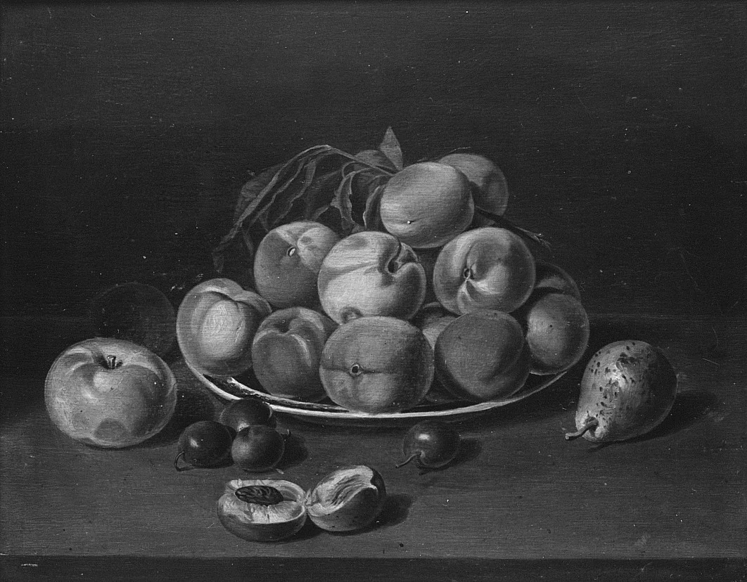 Still Life: Peaches, Apple, and Pear by John A. Woodside, artwork, 1822-1825