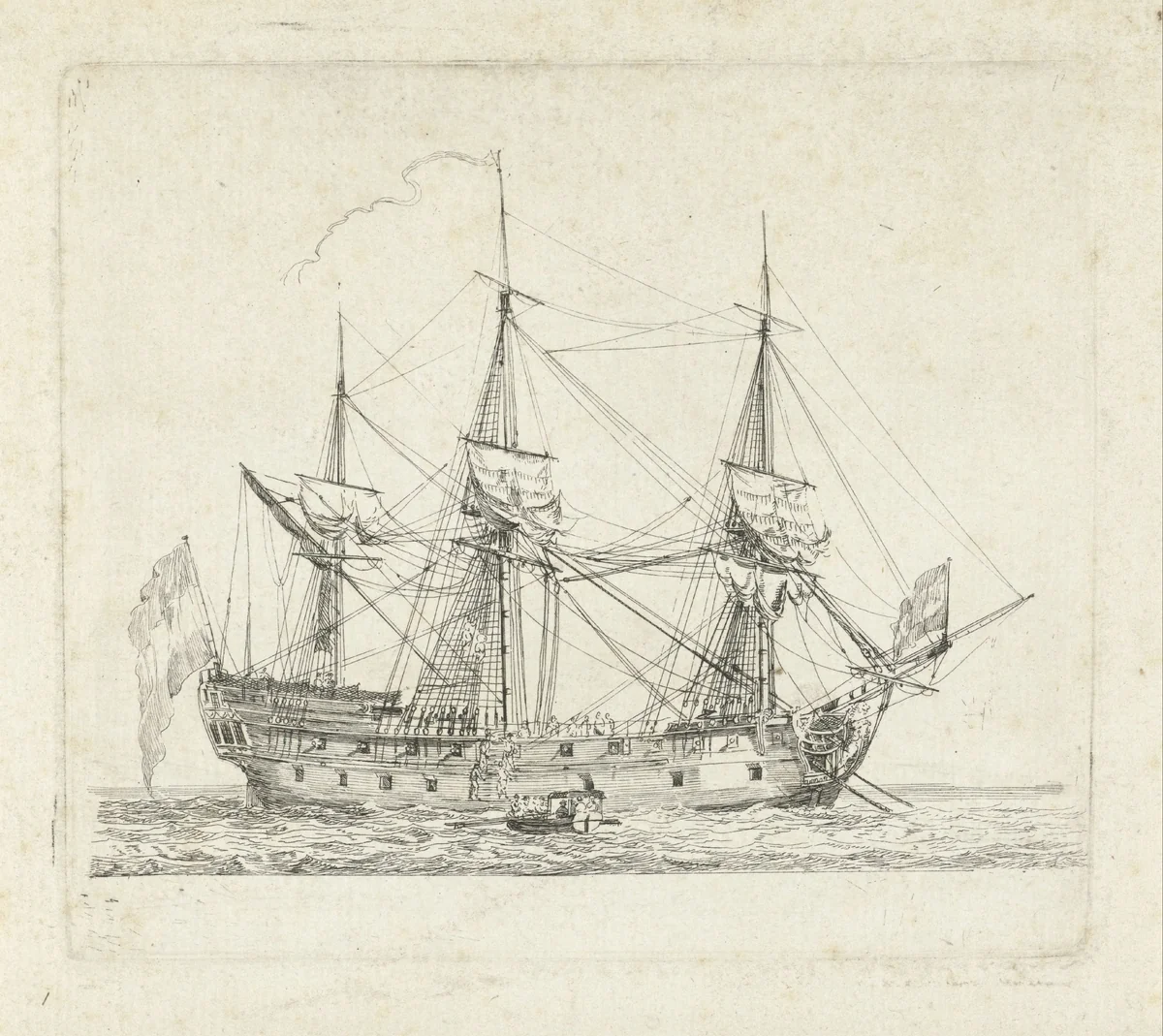 Schip van de VOC by Gerrit Groenewegen, print, 1786