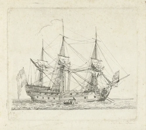 Schip van de VOC by Gerrit Groenewegen, print, 1786