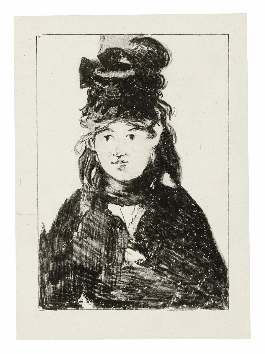 Berthe Morisot in Black by Édouard Manet, print, 1872-1874