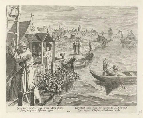 Piamon Diocles als kluizenaar by Johann Sadeler, print, 1583-1588