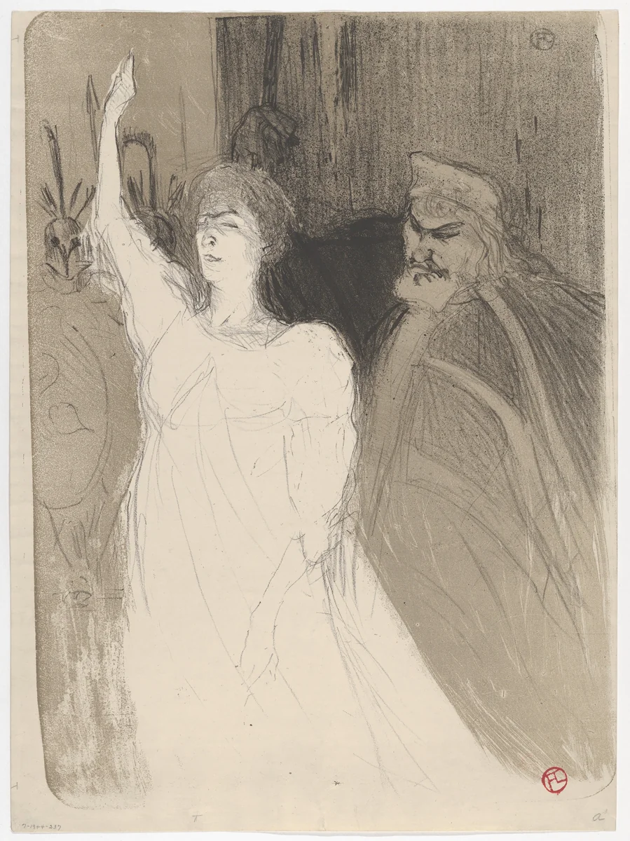 Bartet and Mounet-Sully, in Antigone by Henri de Toulouse-Lautrec, print, 1893