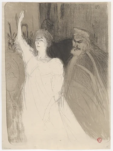 Bartet and Mounet-Sully, in Antigone by Henri de Toulouse-Lautrec, print, 1893