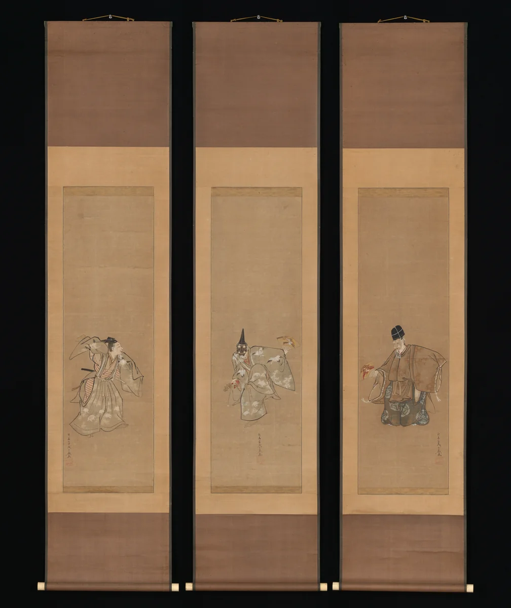 The Auspicious Noh Dance "Okina" by Toriyama Sekien (鳥山石燕), painting, 1790-1795