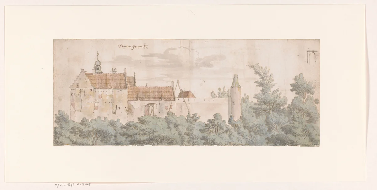 View of Kasteel Ooij, North Brabant by Josua de Grave, drawing, 1682