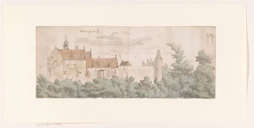 View of Kasteel Ooij, North Brabant by Josua de Grave, drawing, 1682