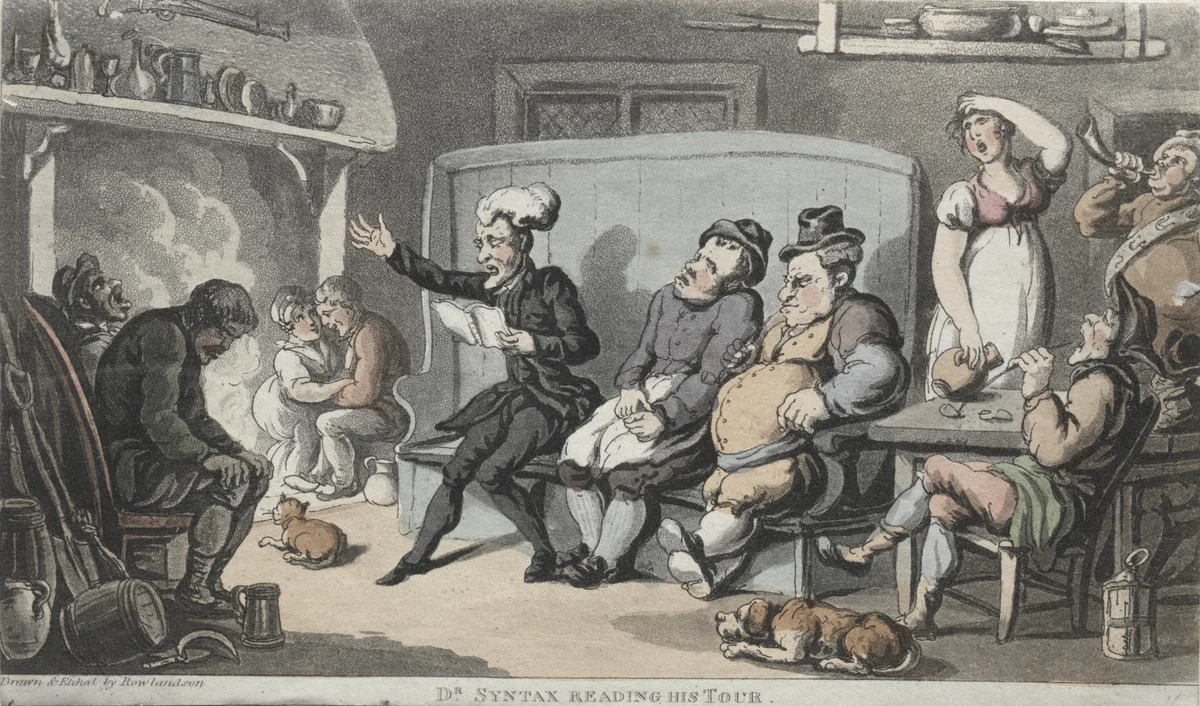 The Rev. Dr. Syntax Reading his Tour by Thomas Rowlandson, print