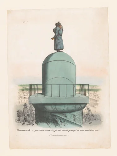 Monsieur Mayeux blijft op zijn post by anonymous, print, 1830-1832