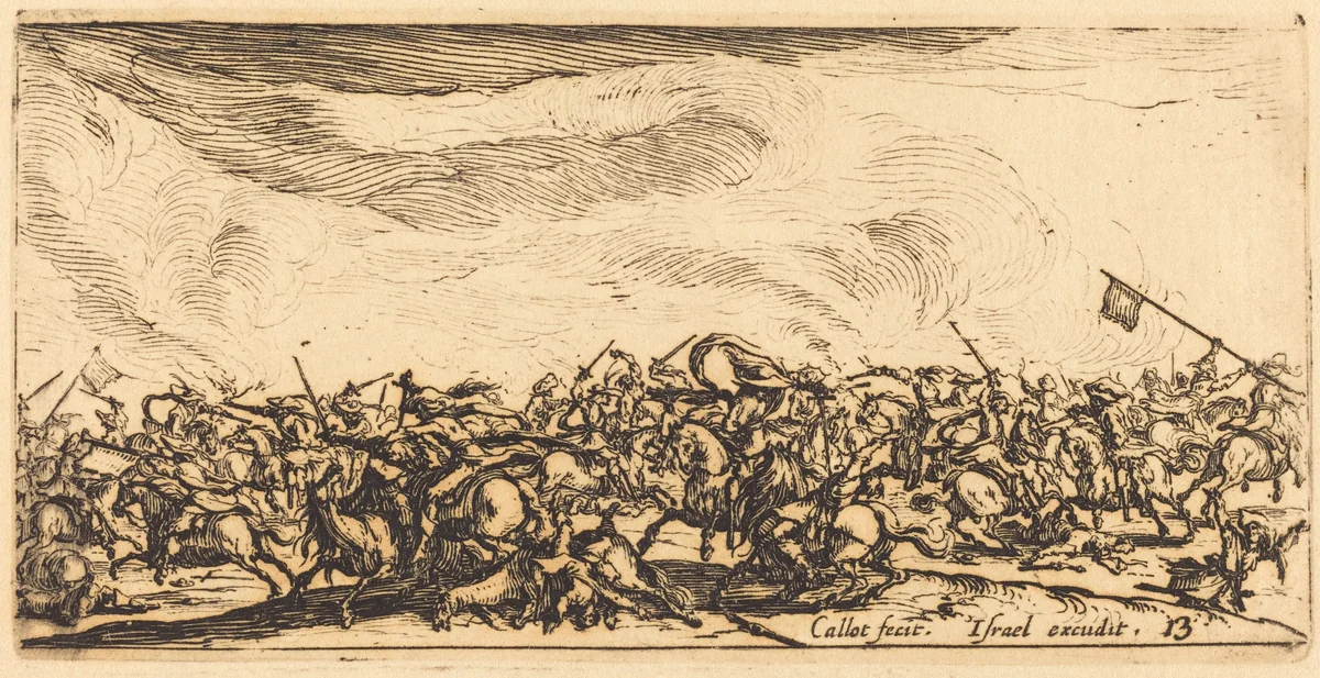 The Cavalry Combat with Swords by Jacques Callot, print, 1632-1634