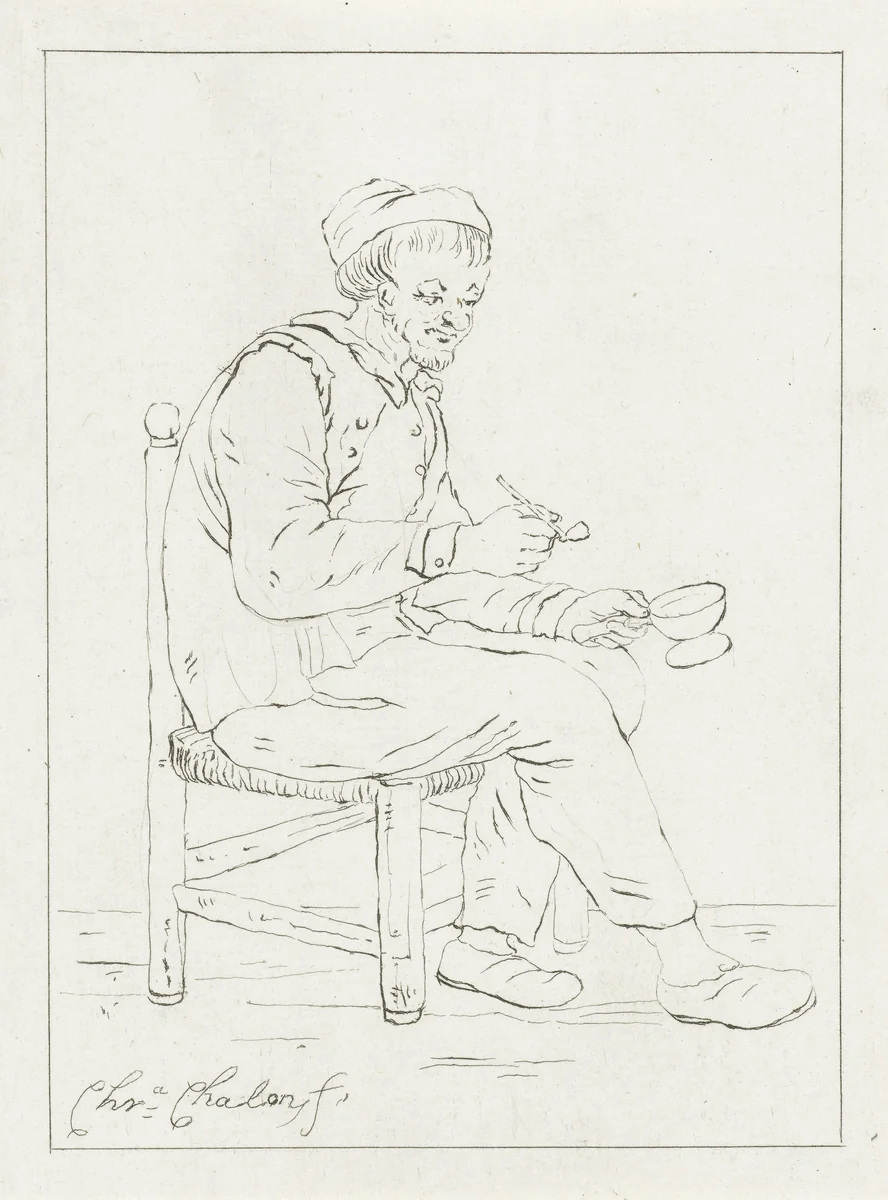 Zittende pijproker by Pieter de Mare, print, 1779