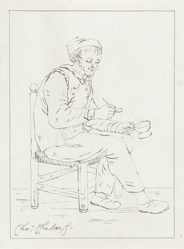 Zittende pijproker by Pieter de Mare, print, 1779