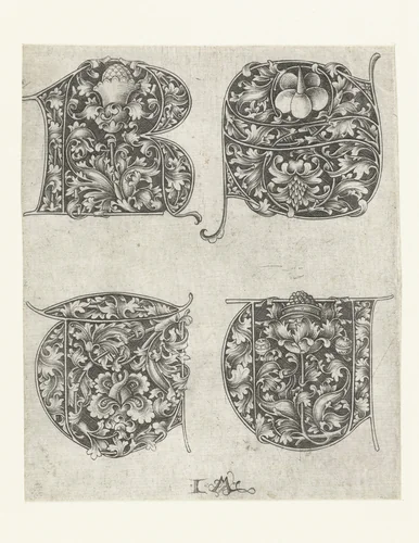 Hoofdletters R, S, T en U by Unknown, print, 1455-1503