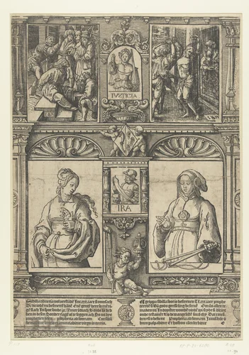 Blad met twee Sibyllen en twee scènes uit het passieverhaal by Unknown, print, 1520-1521