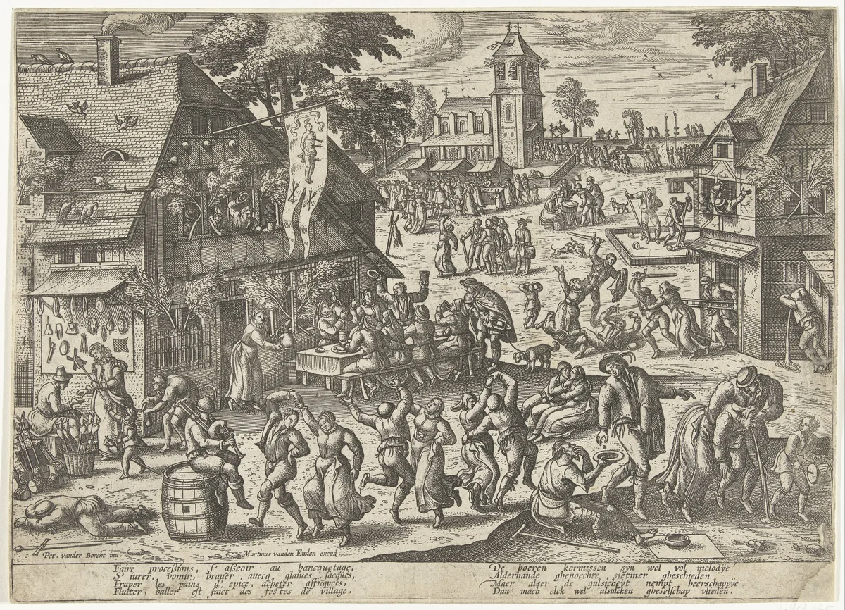 Feest van het St. Sebastiaansgilde by Unknown, print, 1545-1608