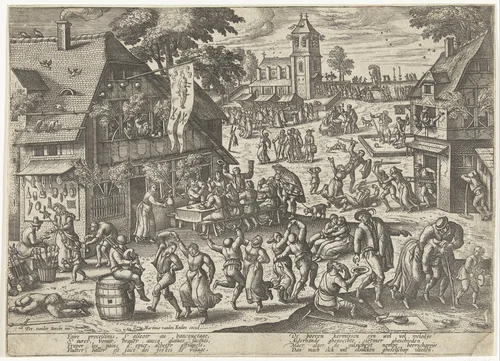 Feest van het St. Sebastiaansgilde by Unknown, print, 1545-1608