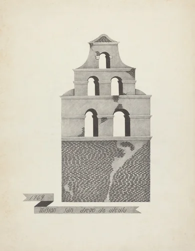 Mision San Diego de Alcala by James Jones, index of american design, 1912-1942