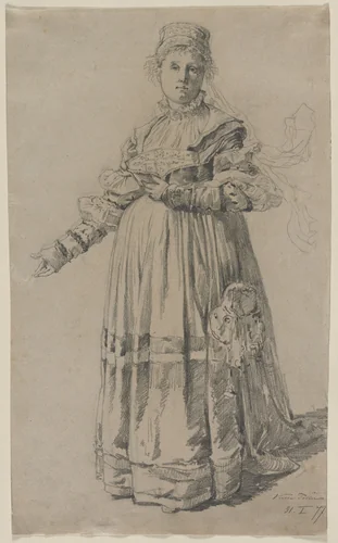Standing Woman by Victor Tobler, drawing, 1877