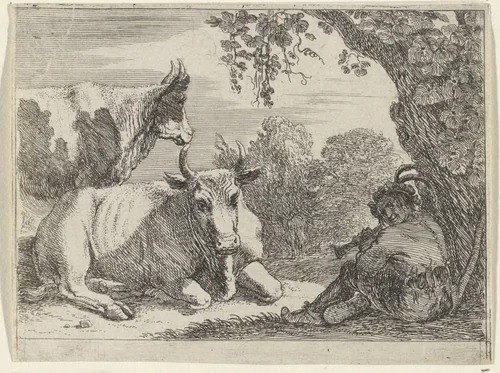 Koeien by Herman van Swanevelt, print, 1636-1655