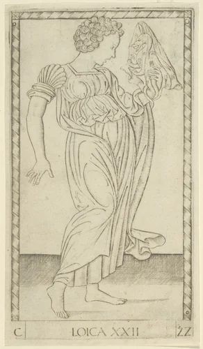 Logic, plate 22 from Arts and Sciences by Master of the E-Series Tarocchi, print, 1460-1470