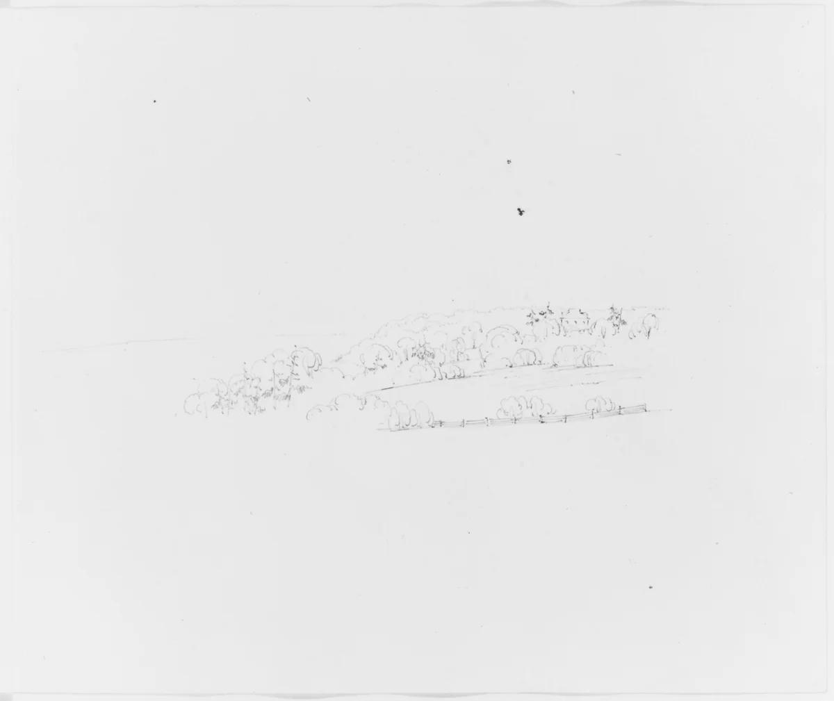 House in the Trees (from Sketchbook) by John William Casilear, artwork, 1834-1838