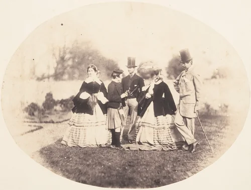 [Elegant Group Outdoors] by Horatio Ross, photograph, 1856-1859