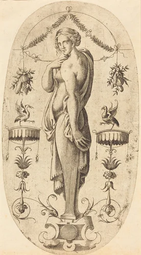 Woman with Left Profile by Jean Mignon, print, 1523-1603