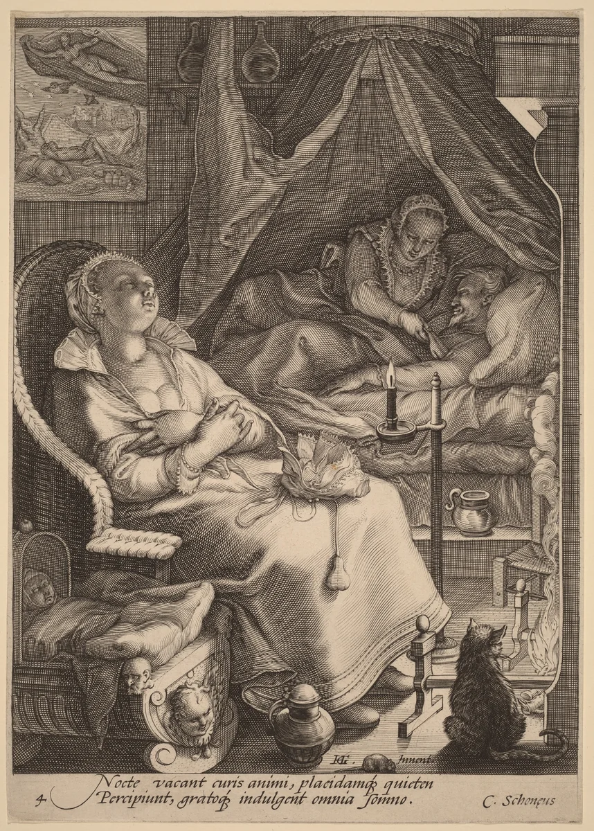 Night by Jan Pietersz Saenredam; Hendrick Goltzius, print, 1590-1600