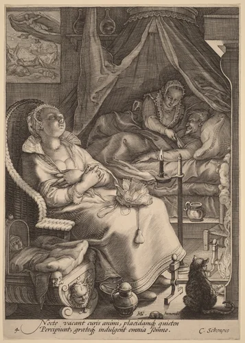 Night by Jan Pietersz Saenredam; Hendrick Goltzius, print, 1590-1600