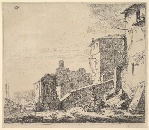 A Woman Standing by a Seated Man by Thomas Wijck, print, 1616-1677