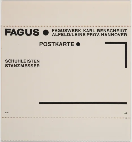 Fagus Postkarte by Herbert Bayer, design, 1923
