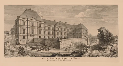 Vue du Château royal de Blois, prise du côté de la campagne by Jacques Rigaud, print, 1700-1754