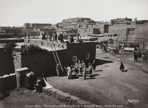 A Trip to Zuñi. The Ceremony of the Ka-Kila. Arrival of the Ka-Kuni at the Central Estufa by Ben Wittick, photograph, 1897
