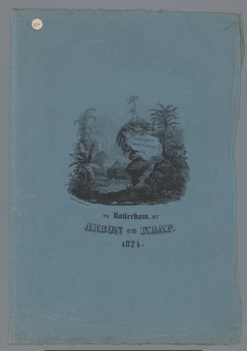 Omslag voor vier prenten met landschappen in Indonesië by Jean Baptiste Ambroise Marcellin Jobard, print, 1824