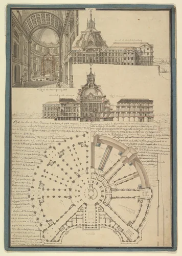 Architectural Drawing for a Chapel and Hospital by de la Maire, drawing, 1762-1772
