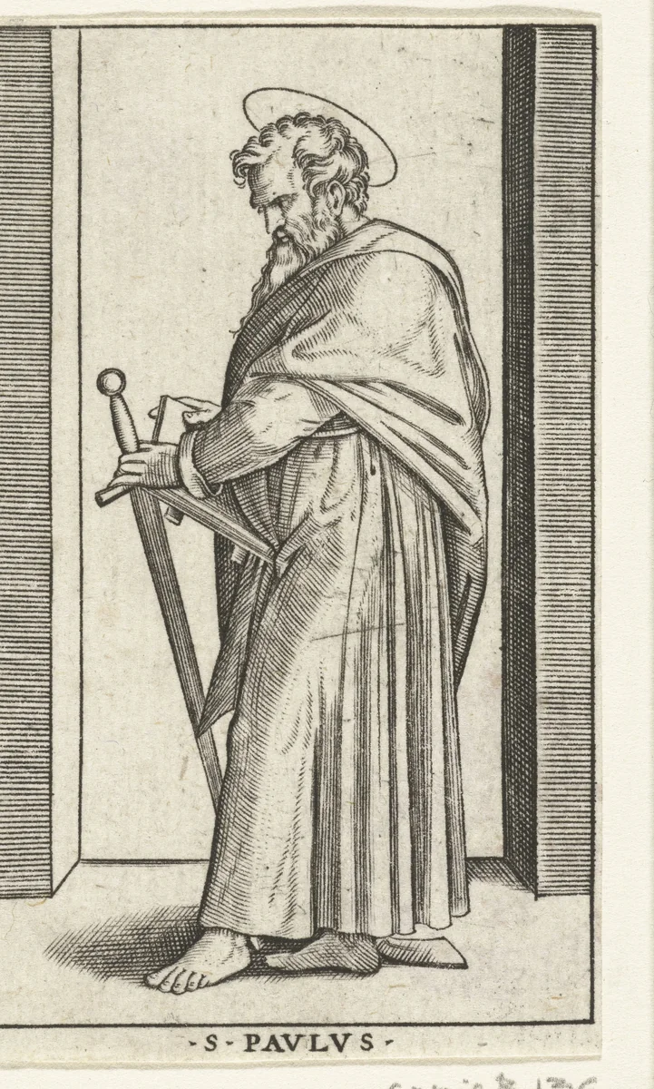 Apostel Paulus met zwaard by anonymous, print, 1517-1577