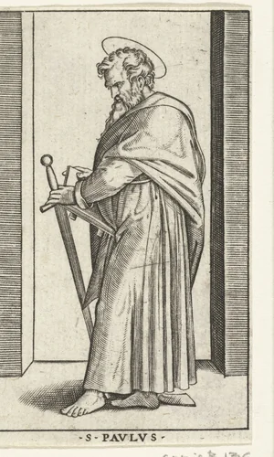 Apostel Paulus met zwaard by anonymous, print, 1517-1577