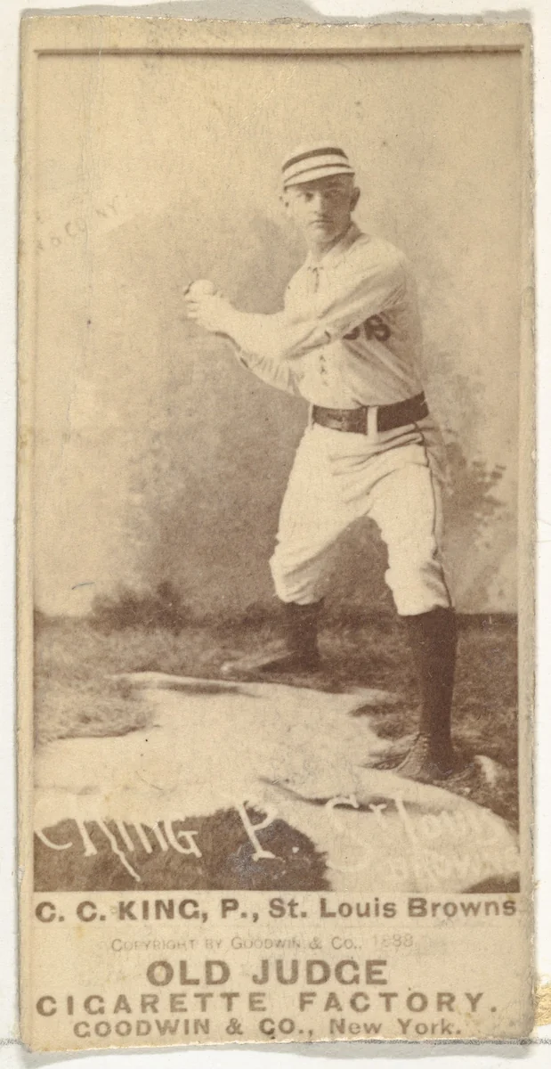 Charles Frederick "Silver" King, Pitcher, St. Louis Browns, from the Old Judge series (N172) for Old Judge Cigarettes by Goodwin & Company, photograph, 1888