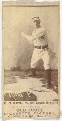 Charles Frederick "Silver" King, Pitcher, St. Louis Browns, from the Old Judge series (N172) for Old Judge Cigarettes by Goodwin & Company, photograph, 1888