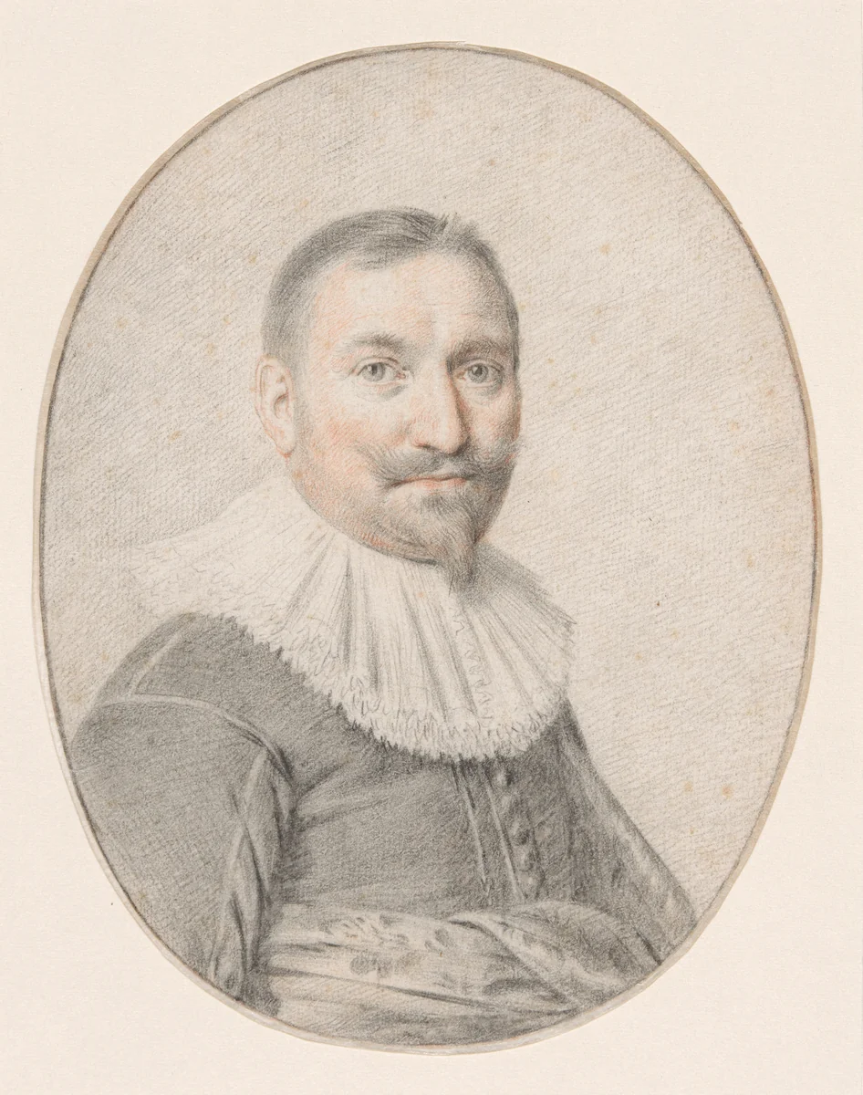 A Portrait of a Man by Jan de Bray, drawing, 1650