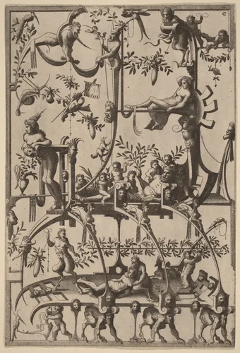 Surface Decoration, Grotesque with Strapwork by Johannes van Doetechum
Lucas van Doetechum
Cornelis Floris II
Hieronymus Cock, print, 1556