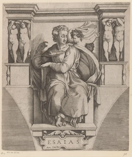 Profeet Jesaja by Enea Vico, print, 1533-1567