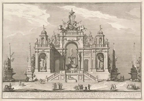 The Seconda Macchina for the Chinea of 1754: An Allegory of Waterworks by Giuseppe Vasi, print, 1754