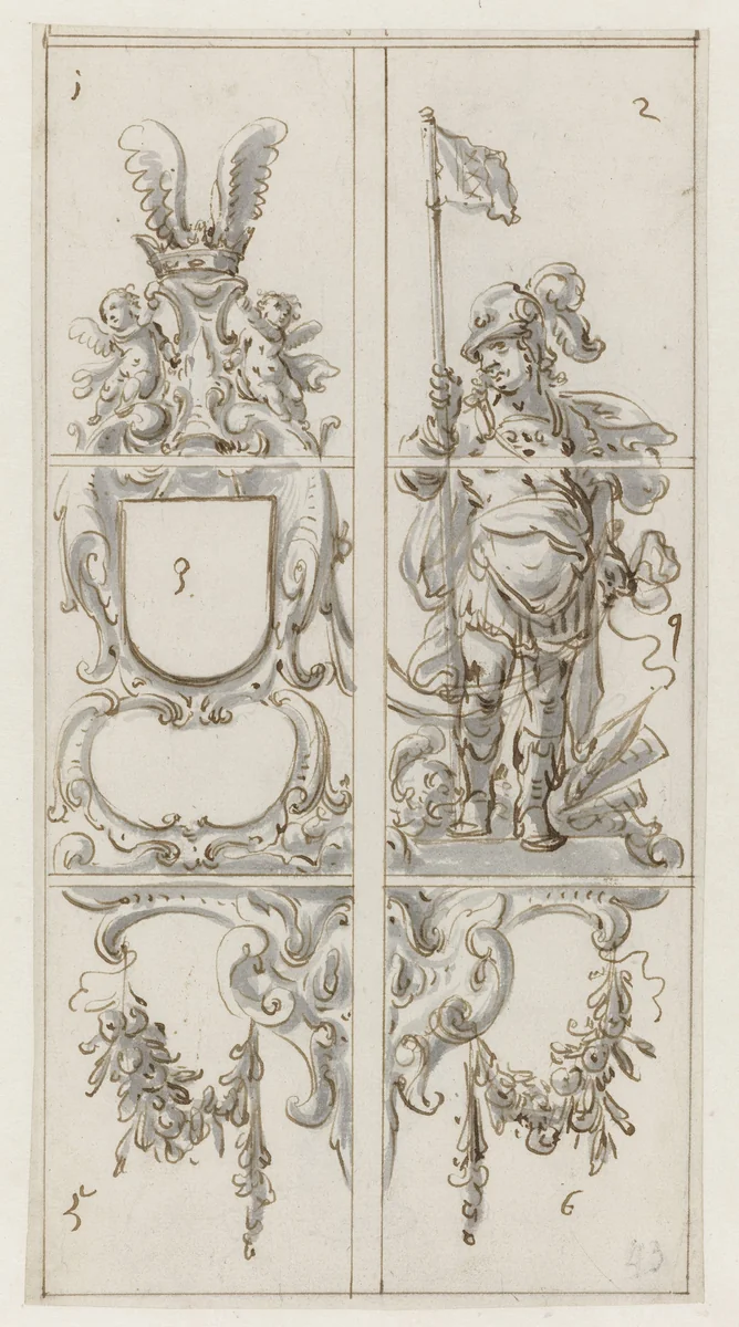 Design for a stained glass window in the Petruskerk in Sloterdijk by Pieter Jansz, drawing, 1664