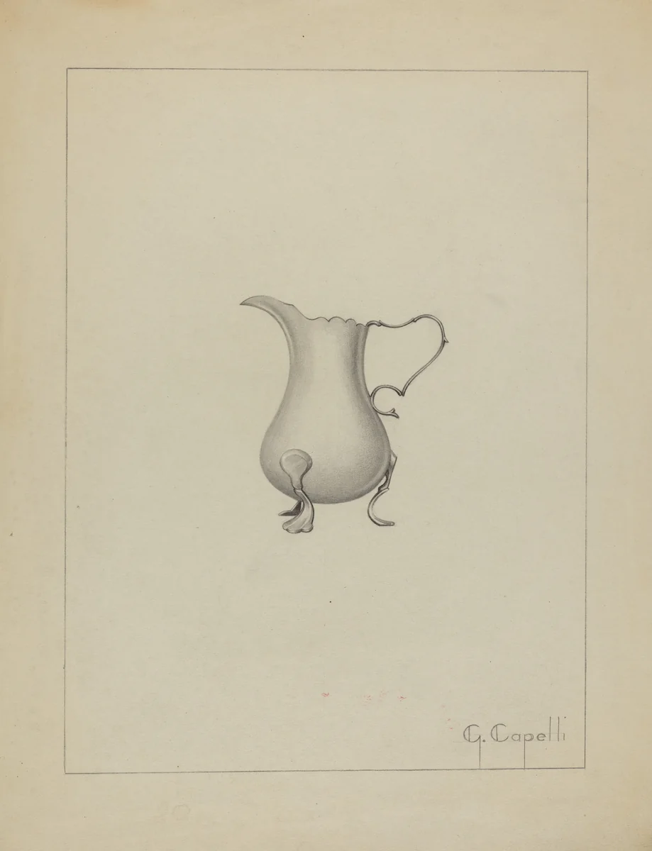 Silver Creamer by Giacinto Capelli, index of american design, 1935-1942