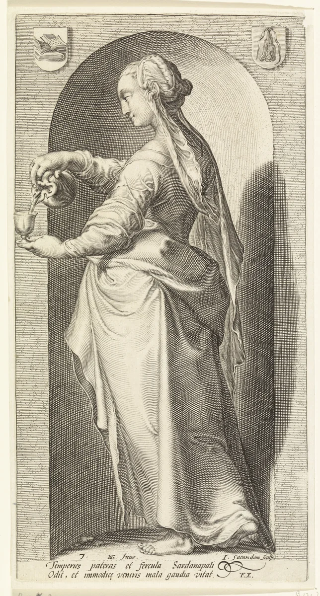 Matigheid (Temperantia) by Unknown, print, 1593
