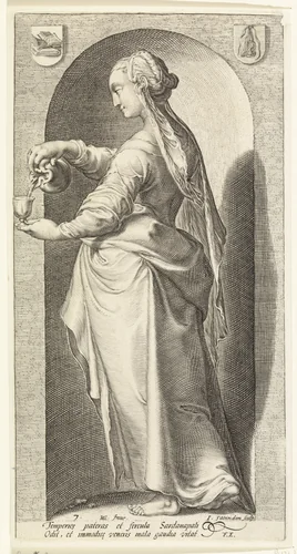 Matigheid (Temperantia) by Unknown, print, 1593