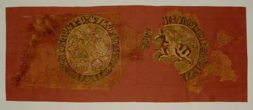 Celestial banquet hanging, from the tomb of Bishop Gurb by Unknown, textile, 1200-1284