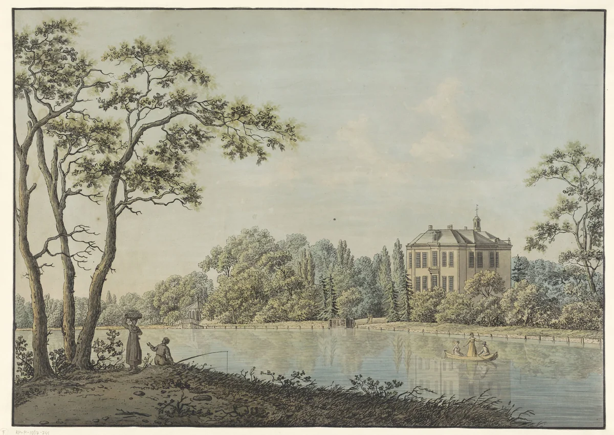 Gezicht op huis Over Holland met theekoepel aan de Vecht te Nieuwersluis by Pieter Bartholomeusz. Barbiers, print, 1782-1837